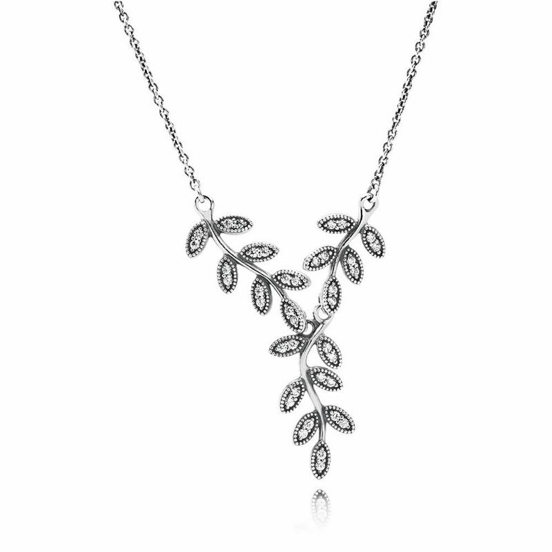 Pandora Australia Sparkling Leaves Pendant Necklace - Sterling Silver | BMAPYD675